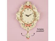 Cherub Angel Floral Pendulum Wall Clock