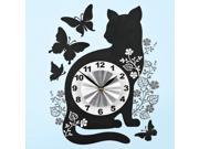 Cat and Butterfly Decal Wall Clock