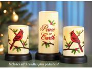 Lighted Cardinal Holiday Candle Set