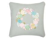 Egg Floral Wreath Embellished Square Throw Pillow