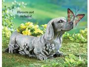 Dachshund with Butterfly Sculpted Garden Planter