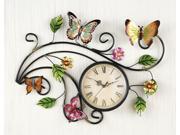 Metal Scrolling Butterfly Wall Clock