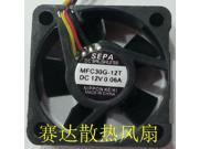 DC square cooler of SEPA 3010 MFC30G 12T with 3 Wires 12V 0.06A ultral silence