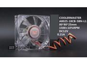 CoolerMaster 8025 A8025 18CB 5BN L1 Cooling fan with 12V 0.21A 3 Wires 3 Pins Blue LED