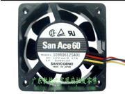 SANYO 6025 109R0612S401 6CM 2 Balls bearing DC cooling fan with 12V 0.17A 4600rbm 33dBA 60X60X25MM 3 Wires