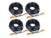 150ft 4 PACK Black Surveillance Camera Cables Waterproof Monitoring Power Lines CCTV Accessories Monitoring BNC Power Wires