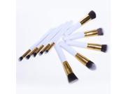Soldcrazy Professional 10pcs Makeup Brush Set Pro Kits Brushes Kabuki Makeup Cosmetics Brush Tool White_Gold