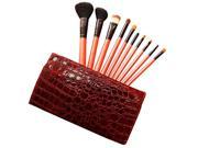 Soldcrazy 10 Count High Quality Studio Pro Makeup Brush Set Kit Mix Goat Hair and Nylon Bristles with Elegant Black Leather Pouch Case