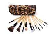 12pcs Professional Studio Brush Set Cosmetic 12pcs Make up Brush Brushes Set Kit with Sexy Leopard Pot Pouch Bag Case