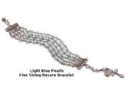 Light Blue Pearl Five String Rosary Bracelet