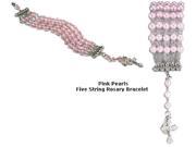 Pink Pearl Five String Rosary Bracelet