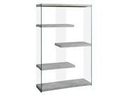 BOOKCASE 60 H GREY CEMENT WITH TEMPERED GLASS