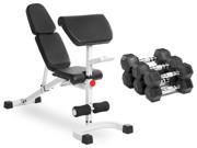 Combo Offer XMark FID Flat Incline Decline Weight Bench with Preacher Curl XM 4417 WHITE with Premium Quality Rubber Coated Hex Dumbbells XM 3301 1020 F 3 Pa