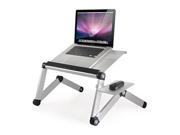 Furinno A6 SV SV Ergonomics Aluminum Vented Cooling Holes Adjustable Multi functional Portable Laptop Stand with Attachable Detachable Mousepad Silver Silver