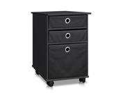 Furinno Econ 99182R3 Organizer with Bins and Mobility Casters Black