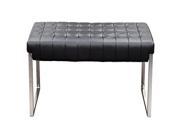 Knox Backless Tufted Bench w Stainless Steel Frame by Diamond Sofa Black