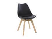 2 Pack Retro Inspired Dining Chairs with Solid Oak Frame by Diamond Sofa Black Leatherette