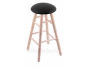 XL Maple Round Cushion Counter Stool with Turned Legs Natural Finish Black Vinyl Seat and 360 Swivel