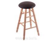 XL Oak Round Cushion Counter Stool with Turned Legs Natural Finish Allante Espresso Seat and 360 Swivel