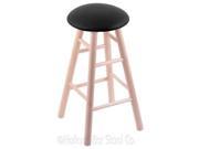 XL Maple Round Cushion Extra Tall Bar Stool with Smooth Legs Natural Finish Black Vinyl Seat and 360 Swivel
