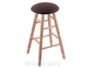 XL Oak Round Cushion Counter Stool with Turned Legs Natural Finish Rein Coffee Seat and 360 Swivel