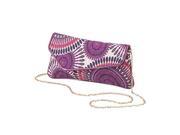 Sparkly Embroidered Clutch Purse with Gold Chain
