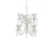 Distressed Ivory Tiered Candle Chandelier