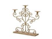 Cast Iron Antiqued Scrolled Three Candle Candelabra