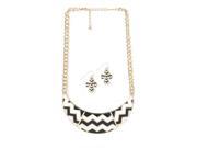 Black and White Chevron Necklace and Earrings