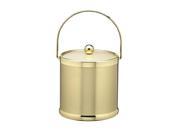 Brushed Brass 3 Qt. Ice Bucket Polished Brass Lid Metal Bale Handle