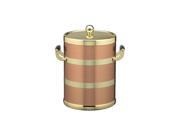 Copper Brass 5 Qt. Ice Bucket Polished Brass Lid Wood Side Handles