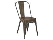 Indio Metal Chair with Brown Ash Wood Seat Matte Gunmetal Finish Frame Fully Assembled 4 Pack
