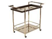 Isabella Wine Cart with Bronze Glass top in Champagne Metal Frame