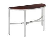 Alexandria Foyer Table In Cherry Finish Top Crome Metal Plating Legs