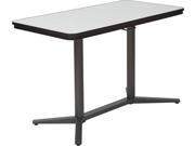 Pneumatic Height Adjustable Table with White Dry Erase Table Top and Titanium Base
