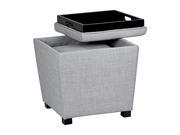 2 Piece Ottoman Set with tray top in Milford Dove Fabric