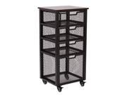 Garret Black 4 Drawer Rolling Cart with Espresso Wood Top Fully Assembled.