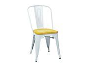 Bristow Metal Chair with Vintage Wood Seat White Finish Frame Ash Yellowstone Finish Seat 2 Pack