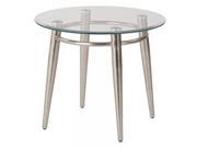 Brooklyn Clear Tempered Glass Round Top End Table with Nickel Brushed Legs