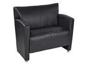 Black Faux Leather Loveseat with Silver finish Legs