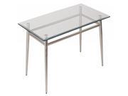 Brooklyn Clear Tempered Glass Top Coffee Table with Nickel Brushed Legs