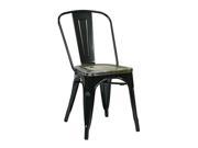 Bristow Metal Chair with Vintage Wood Seat Black Finish Frame Ash Cameron Finish Seat 2 Pack