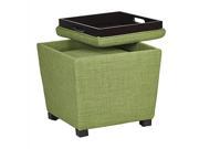 2 Piece Ottoman Set with tray top in Milford Grass Fabric