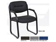 Deluxe Faux Espresso Leather Visitors Chair with Sled Base Padded Arms and Heavy Duty Metal Sled Base.