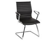 Bonded Leather Visitors Chair with Polished Aluminum Arms and Chrome Sled Base