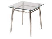 Brooklyn Clear Tempered Glass Square Top End Table with Nickel Brushed Legs