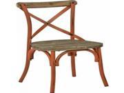 Somerset X Back Antique Orange Metal Chair with Hardwood Rustic Walnut Seat Finish