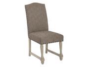Kingman Dining Chair with Antique Bronze Nailheads and Brushed legs in Edward Chocolate Fabric