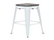 Bristow 30 Antique Metal Barstool with Vintage Wood Seat White Finish Frame Ash Crazy Horse Finish Seat 4 Pack