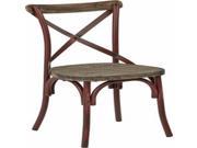 Somerset X Back Antique Red Metal Chair with Hardwood Rustic Walnut Seat Finish